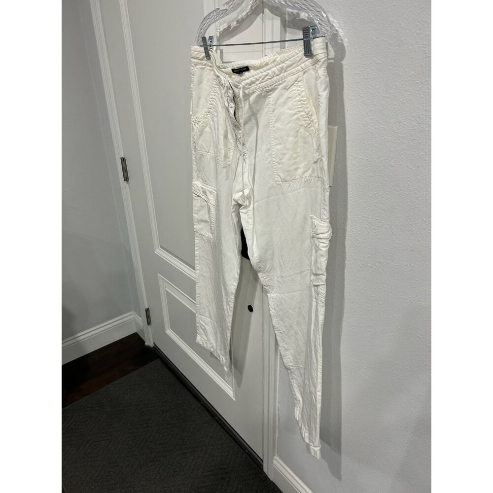 Eileen Fisher Utility Cargo Pants White Sz 14 Drawstring Linen Blend Travel - Picture 3 of 10